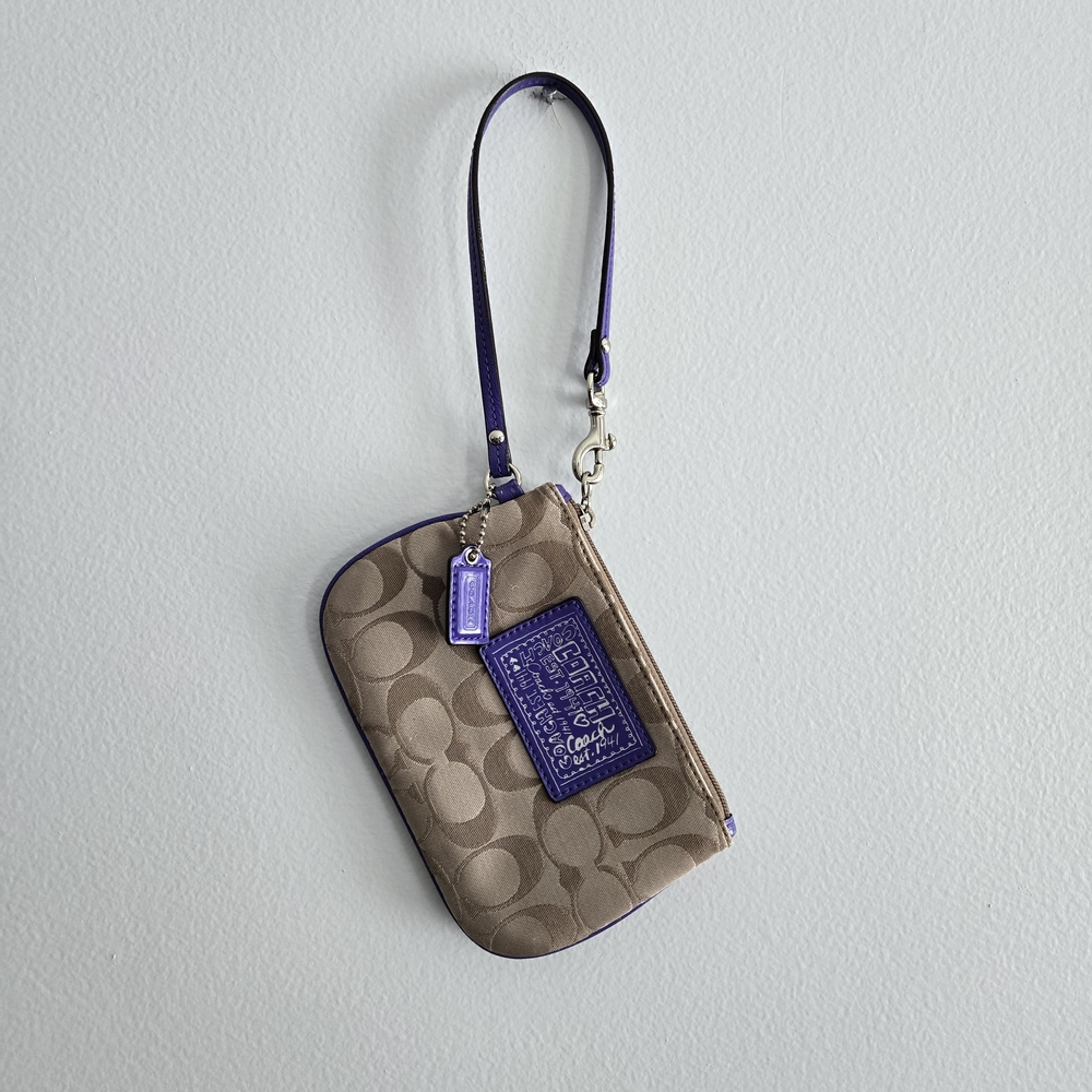 Coach Beige and Violet Wristlet